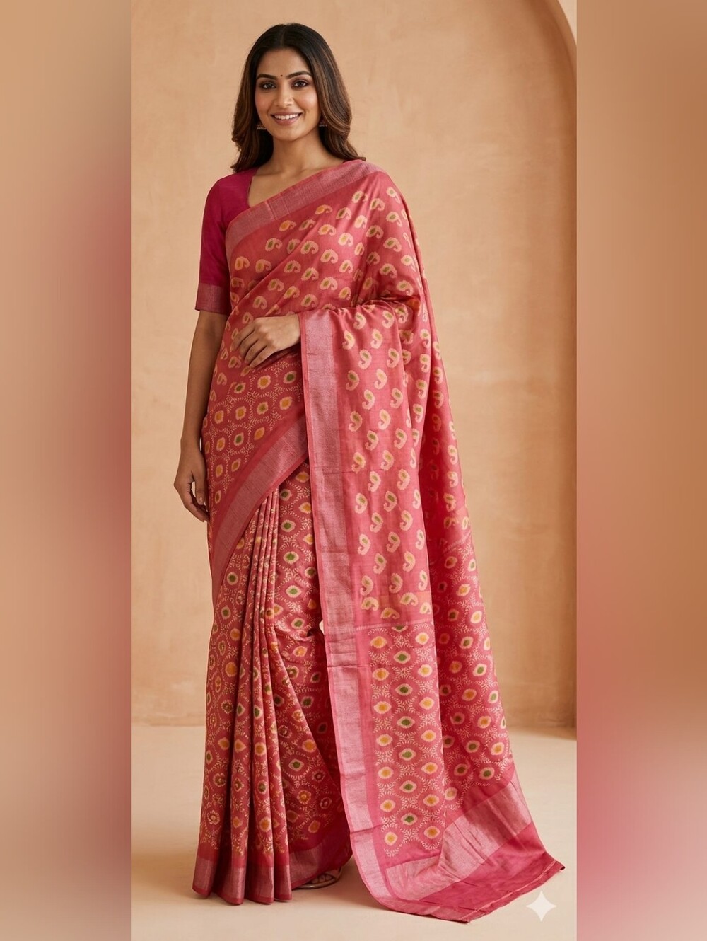 Women Pure Silk Single Ikkat Rajkot Patola Saree Handloom Mint Conditition